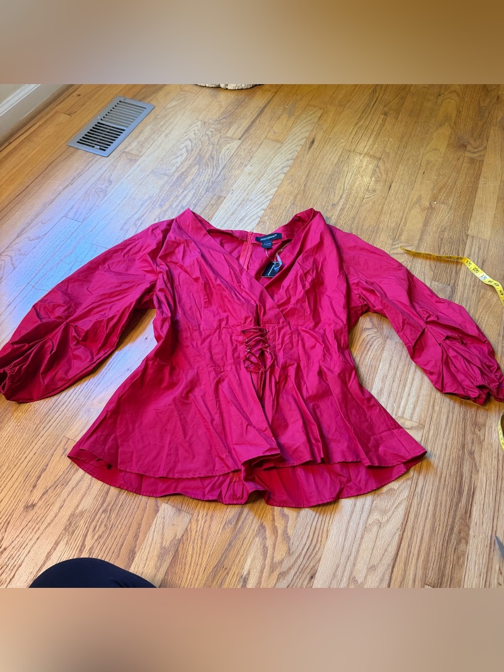Plus size whimsical pirate core corset blouse with lantern sleeves